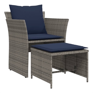 vidaXL Poly Rattan Standard Furniture Set in Gray/Blue