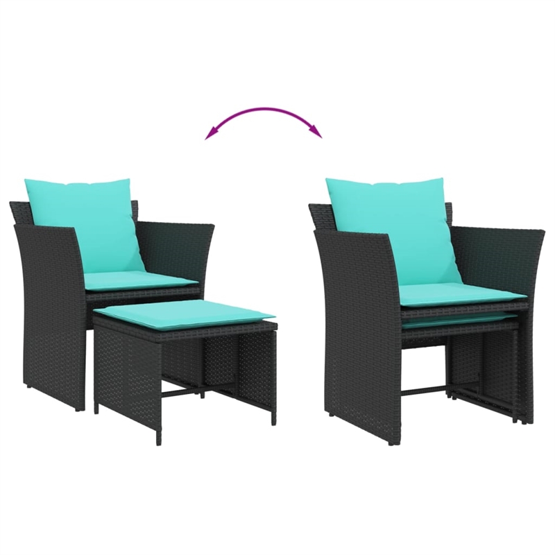 vidaXL Poly Rattan Furniture Set in Black