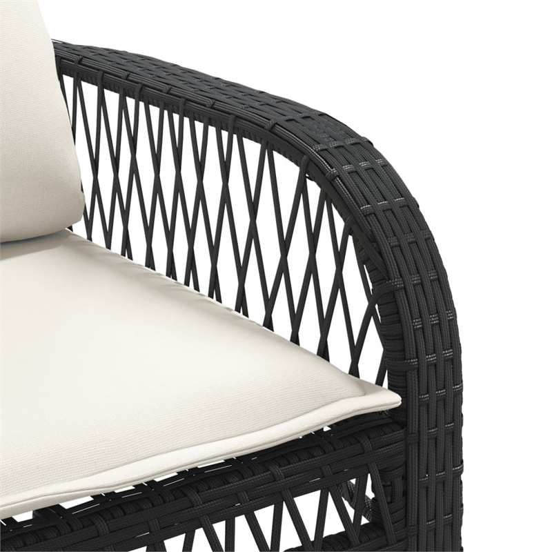 vidaXL 4 Piece Poly Rattan Sofa Set in Black/White/Cream