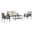 vidaXL 4 Piece Poly Rattan Sofa Set in Black/White/Cream