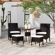 vidaXL 5 Piece Steel Garden Lounge Set in Black/White/Cream
