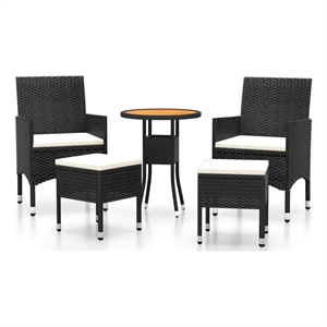 vidaxl 5 piece steel garden lounge set in black/white/cream