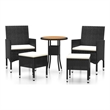 vidaXL 5 Piece Steel Garden Lounge Set in Black/White/Cream