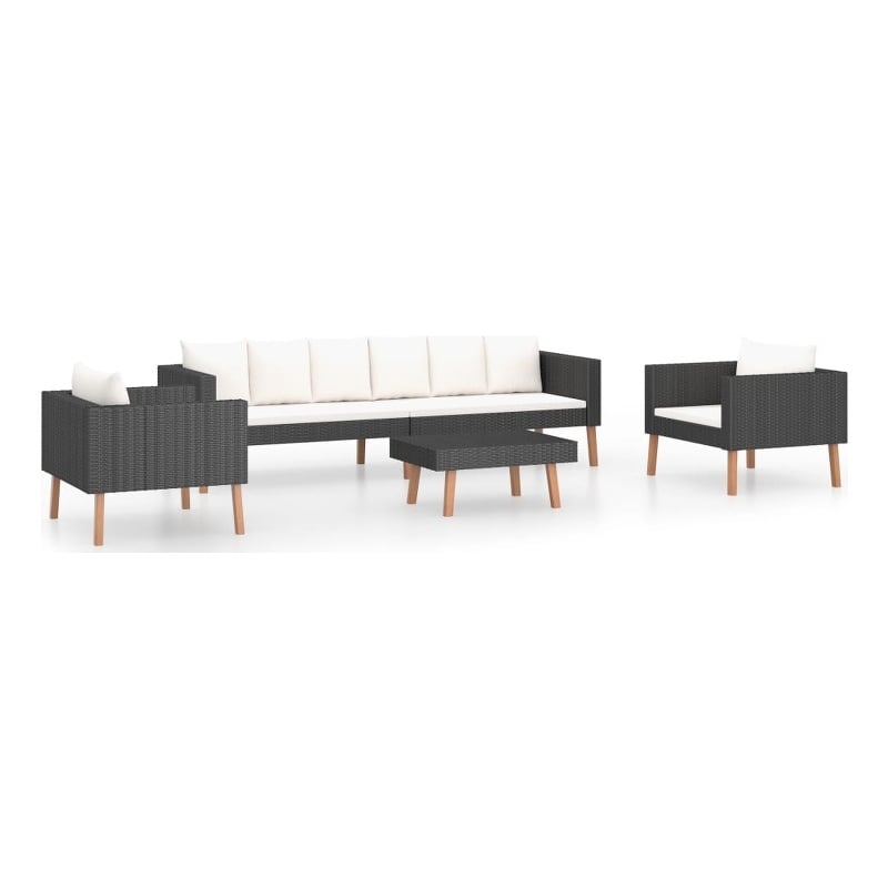 vidaXL 4 Piece Steel Garden Furniture Set in Black/White/Cream