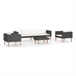 vidaXL 4 Piece Steel Garden Furniture Set in Black/White/Cream