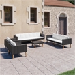 vidaXL 5 Piece Garden Furniture Set in Black/White/Cream