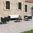 vidaXL 4 Piece Steel Garden Furniture Set in Black/White/Cream