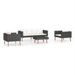 vidaXL 4 Piece Steel Garden Furniture Set in Black/White/Cream