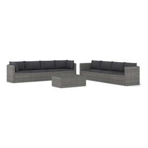 vidaXL 9 Piece Steel Garden Lounge Set in Gray