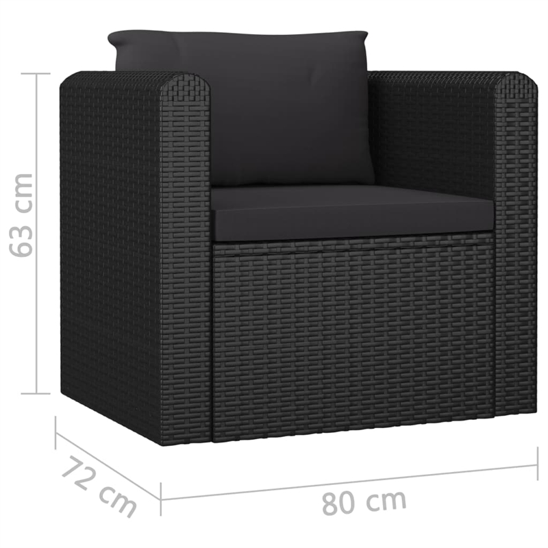 vidaXL 10 Piece Steel Large Garden Lounge Set in Black