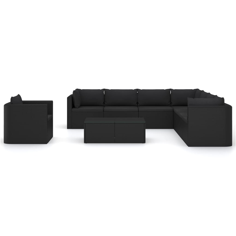 vidaXL 10 Piece Steel Large Garden Lounge Set in Black