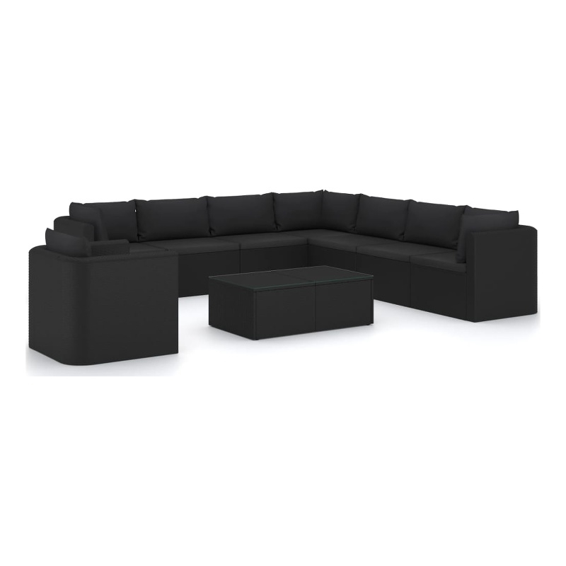 vidaXL 10 Piece Steel Large Garden Lounge Set in Black