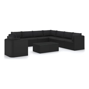 vidaXL 10 Piece Steel Large Garden Lounge Set in Black