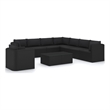 vidaXL 10 Piece Steel Large Garden Lounge Set in Black