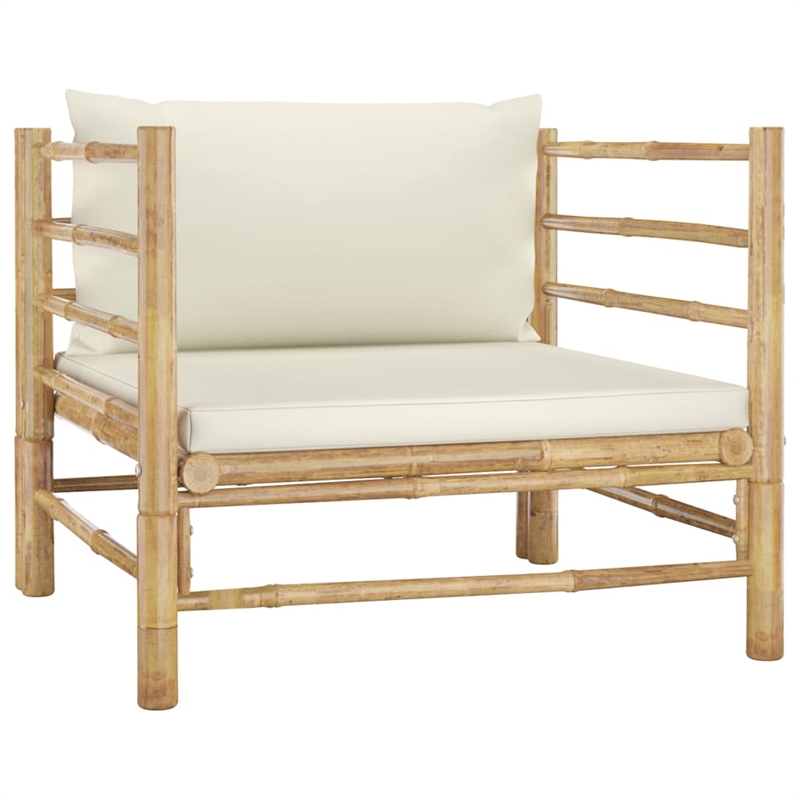 vidaXL 8 Piece Bamboo Garden Lounge Set in White/Cream