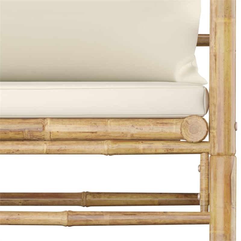 vidaXL 8 Piece Bamboo Garden Lounge Set in White/Cream