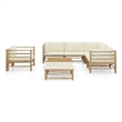 vidaXL 8 Piece Bamboo Garden Lounge Set in White/Cream
