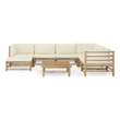 vidaXL 8 Piece Bamboo Garden Lounge Set in White/Cream