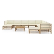 vidaXL 11 Piece Bamboo Garden Lounge Set in White/Cream
