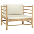 vidaXL 12 Piece Bamboo Large Garden Lounge Set in White/Cream