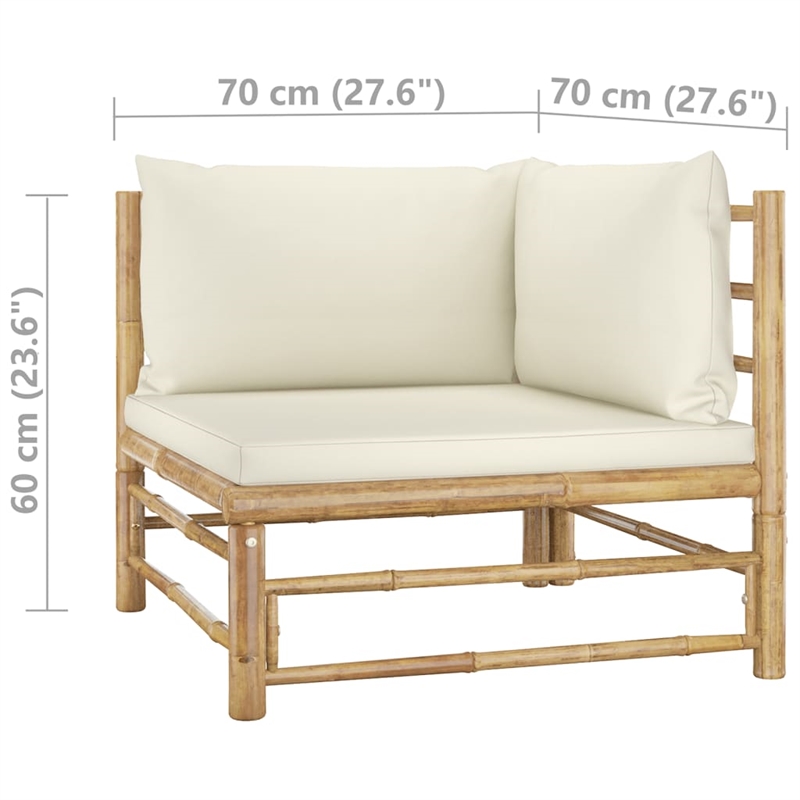 vidaXL 9 Piece Bamboo Garden Lounge Set in White/Cream