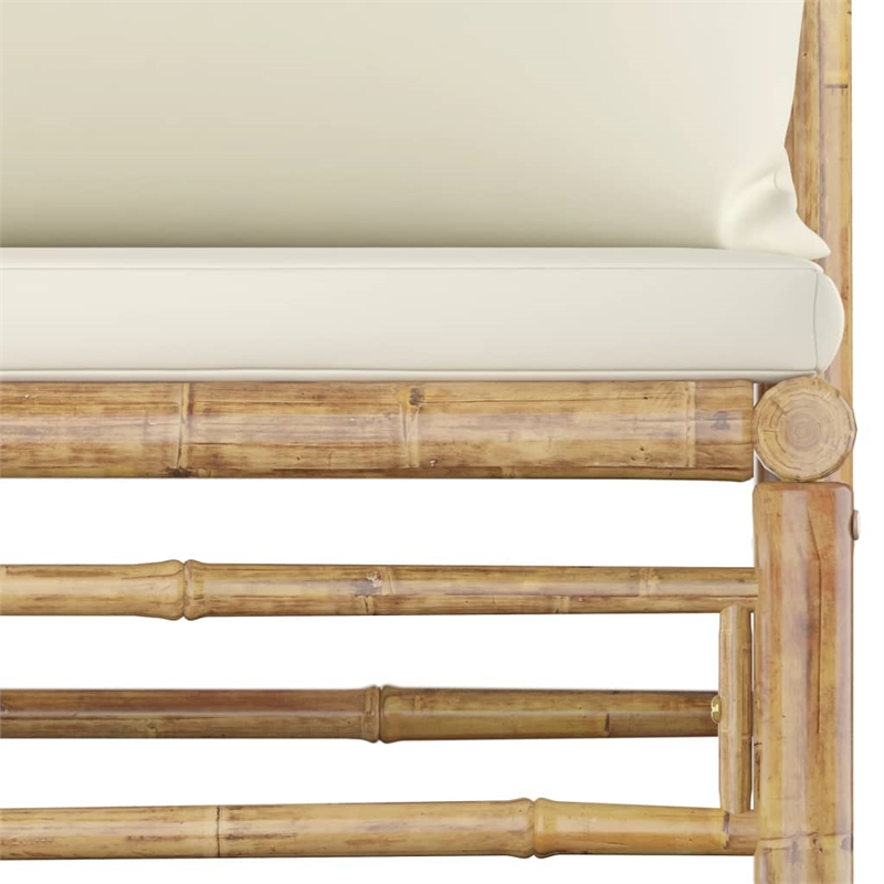 vidaXL 9 Piece Bamboo Garden Lounge Set in White/Cream