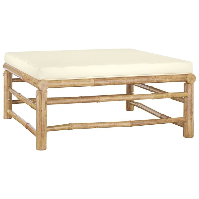 vidaXL 9 Piece Bamboo Garden Lounge Set in White/Cream