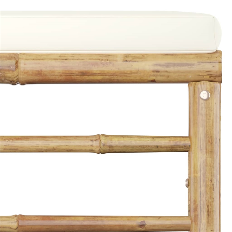 vidaXL 9 Piece Bamboo Garden Lounge Set in White/Cream
