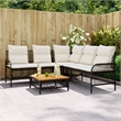vidaXL Solid Acacia Wood Sofa Set in Black/White/Cream
