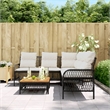 vidaXL Solid Acacia Wood Sofa Set in Black/White/Cream