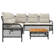 vidaXL Solid Acacia Wood Sofa Set in Black/White/Cream