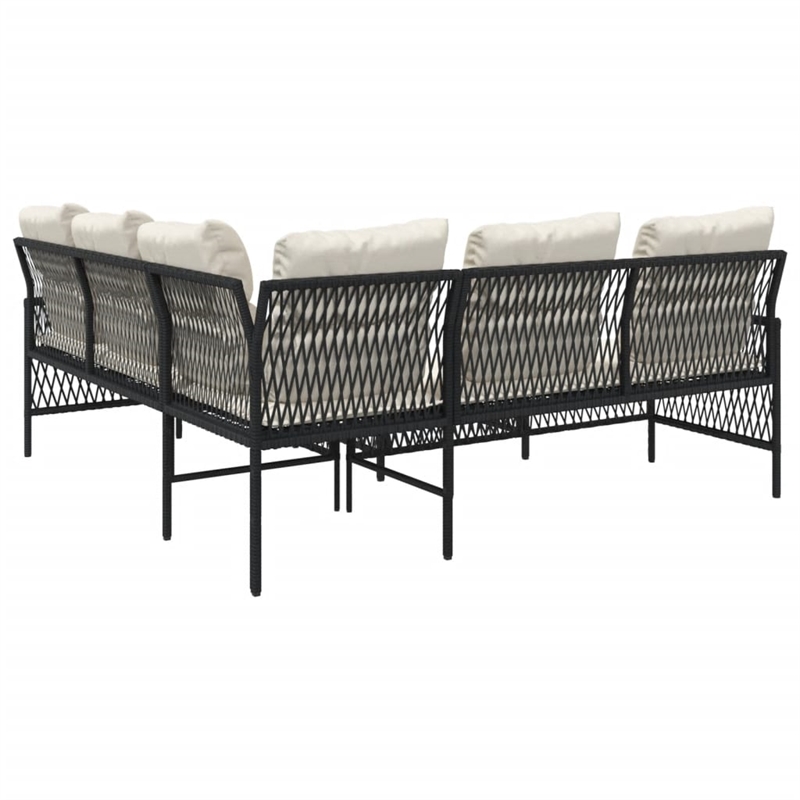 vidaXL Solid Acacia Wood Sofa Set in Black/White/Cream