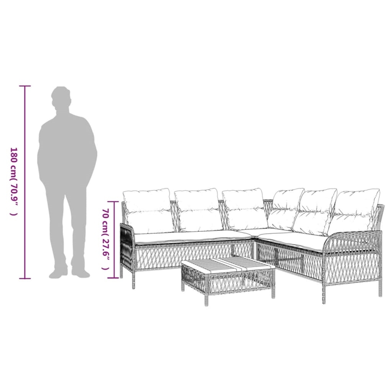 vidaXL Solid Acacia Wood Sofa Set in Black/White/Cream