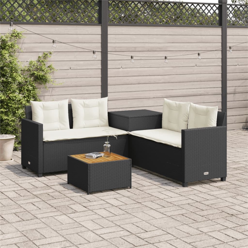vidaXL Solid Acacia Wood Sofa Black/White/Cream