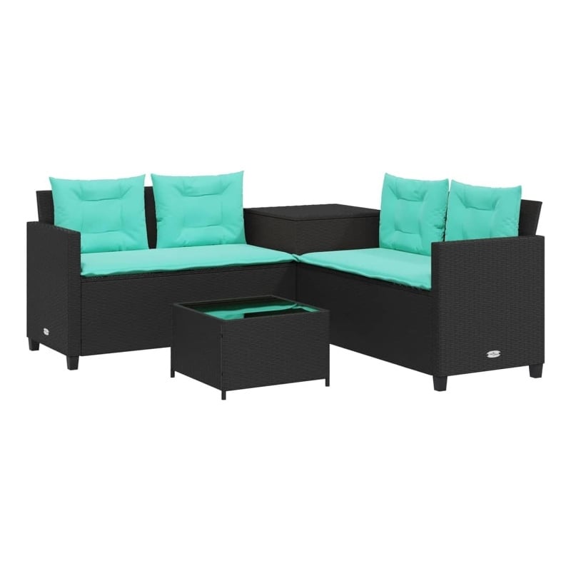 vidaXL Poly Rattan Sofa in Black