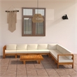 vidaXL 9 Piece Solid Acacia Wood Lounge Set in White/Cream/Natural