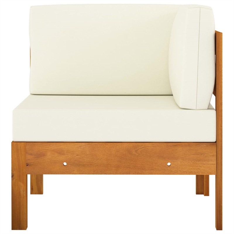 vidaXL 9 Piece Solid Acacia Wood Lounge Set in White/Cream/Natural