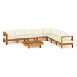 vidaXL 9 Piece Solid Acacia Wood Lounge Set in White/Cream/Natural