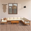 vidaXL 10 Piece Solid Acacia Wood Lounge Set in White/Brown/Cream
