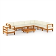 vidaXL 10 Piece Solid Acacia Wood Lounge Set in White/Brown/Cream