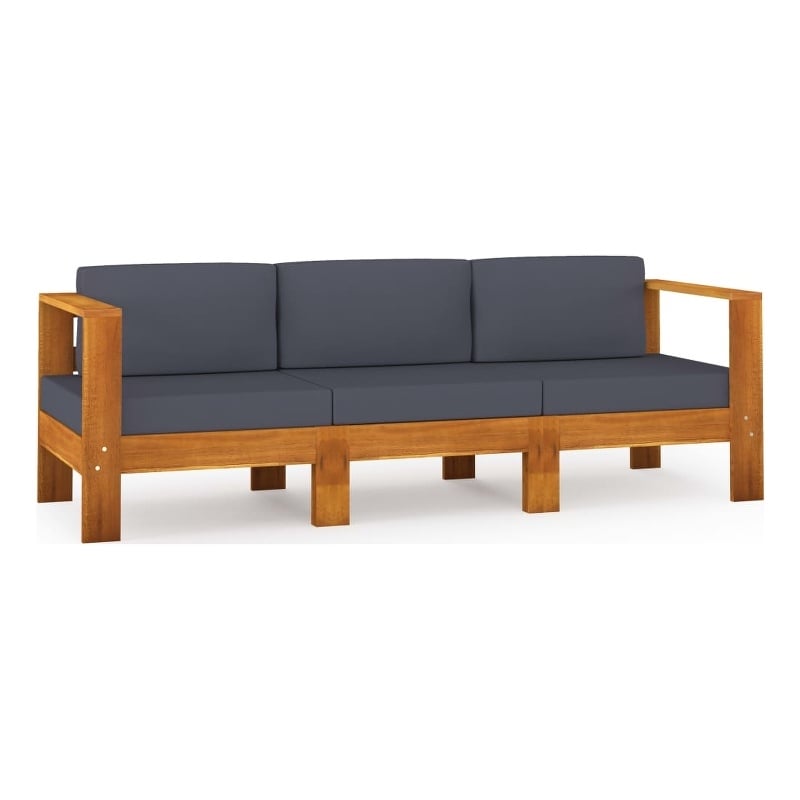 vidaXL Solid Acacia Wood Sofa in Gray