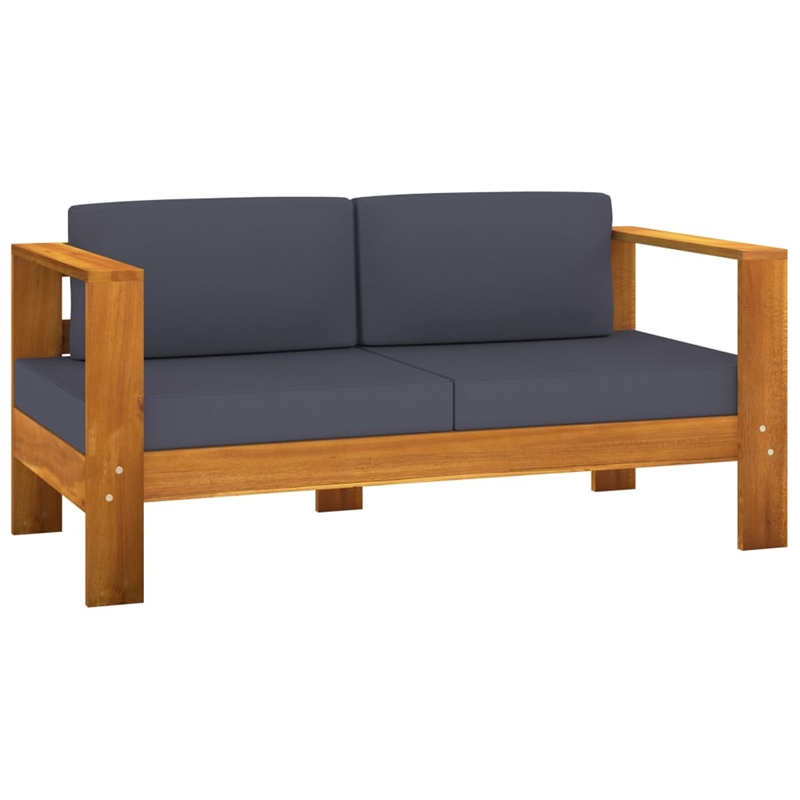 vidaXL 4 Piece Solid Acacia Wood Garden Lounge Set in Gray/Natural