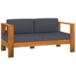 vidaXL 4 Piece Solid Acacia Wood Garden Lounge Set in Gray/Natural