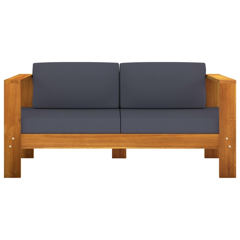 vidaXL 4 Piece Solid Acacia Wood Garden Lounge Set in Gray/Natural