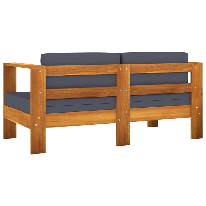 vidaXL 4 Piece Solid Acacia Wood Garden Lounge Set in Gray/Natural