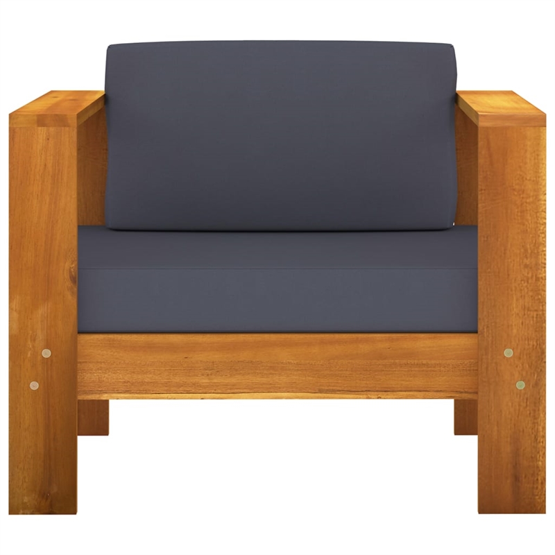 vidaXL 4 Piece Solid Acacia Wood Garden Lounge Set in Gray/Natural