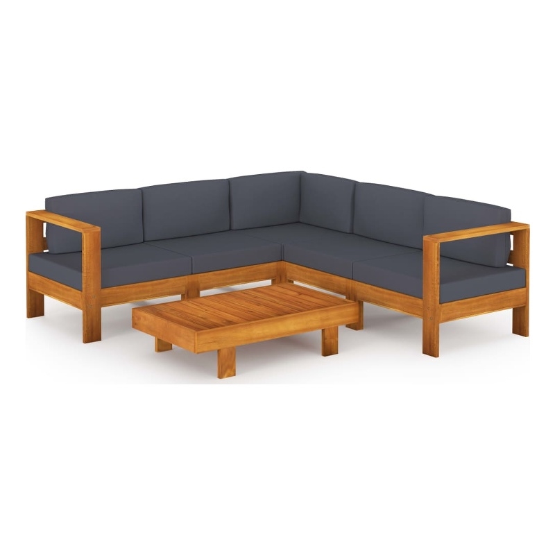 vidaXL 6 Piece Solid Acacia Wood Large Lounge Set in Gray