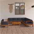 vidaXL 9 Piece Solid Acacia Wood Lounge Set in Gray