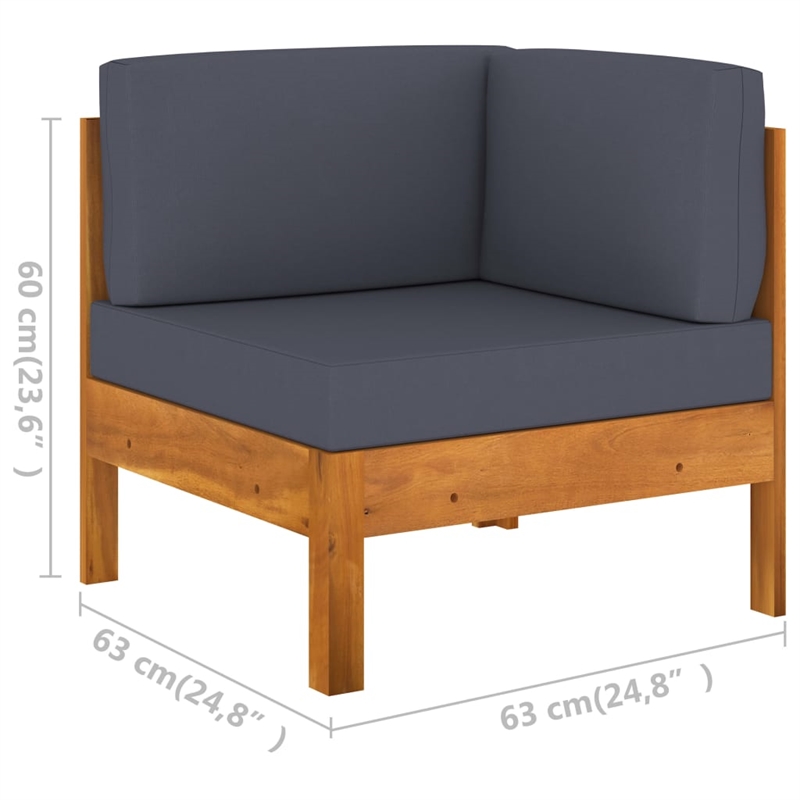 vidaXL 9 Piece Solid Acacia Wood Lounge Set in Gray