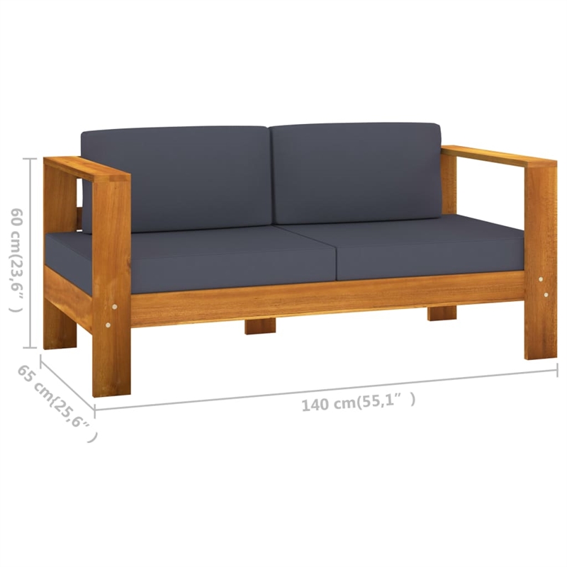 vidaXL 9 Piece Solid Acacia Wood Lounge Set in Gray